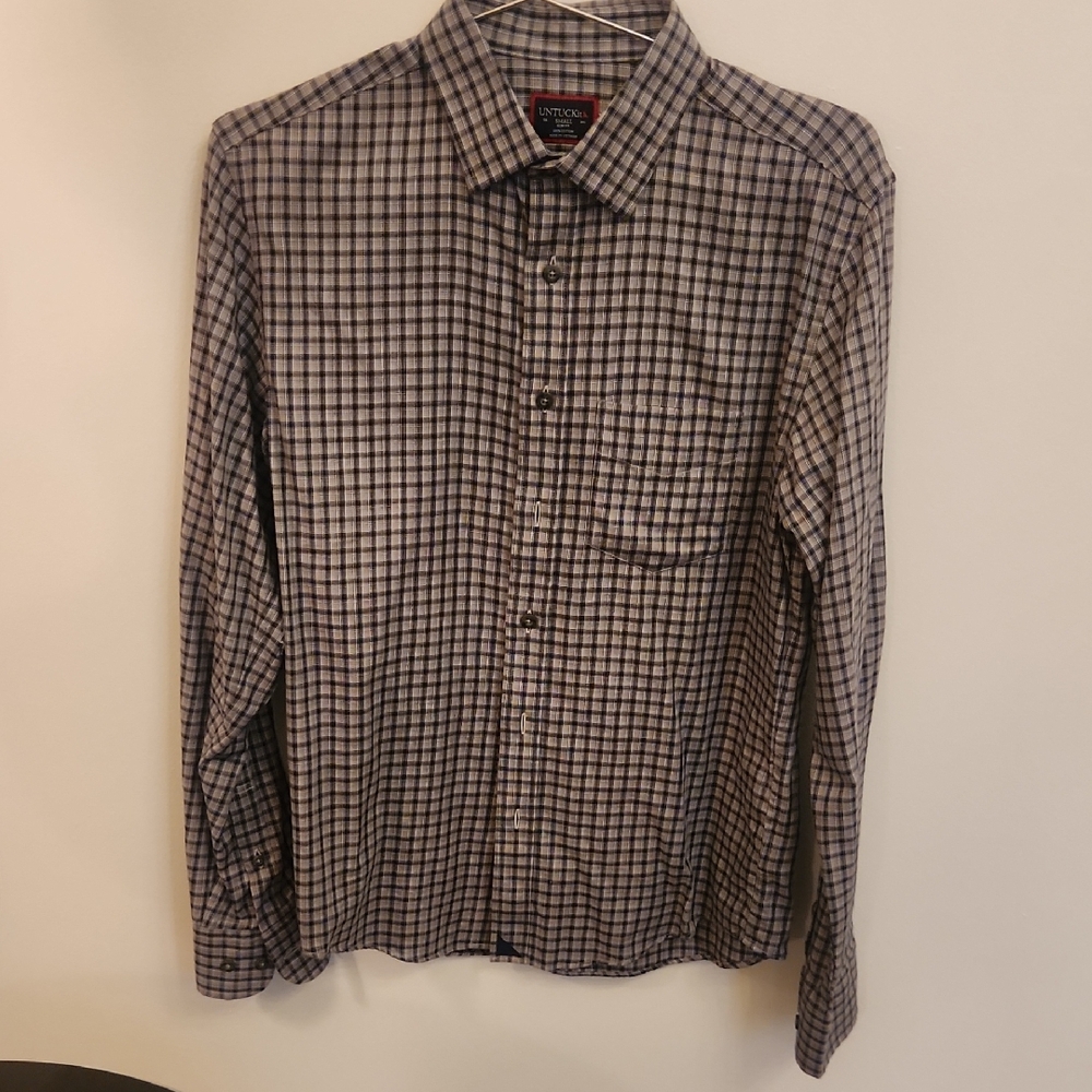 UNTUCKit Men's Plaid Shirt -Sz Small Grey,Black and White